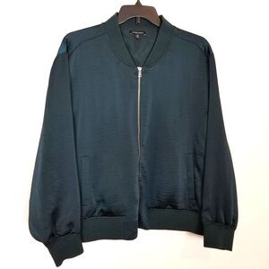 Universal Standard Women's Deep Sea Satin Carmen Bomber Jacket Sz XL US 26/28